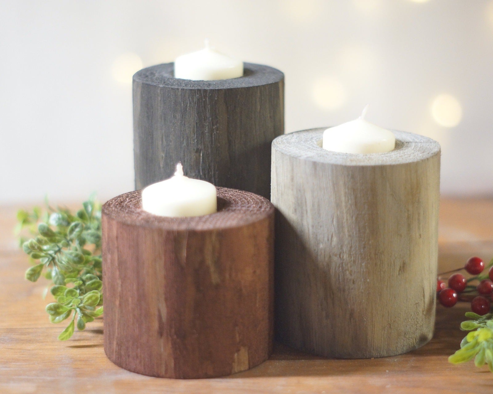 Wood Candle Holders