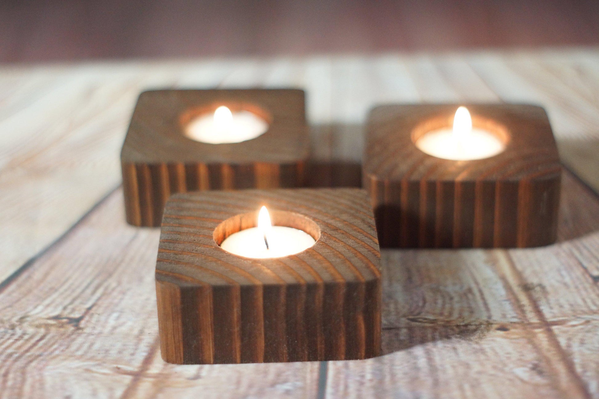 Candle Holders, Set of 3 for tealights-CANDLE HOLDERS-GFT Woodcraft