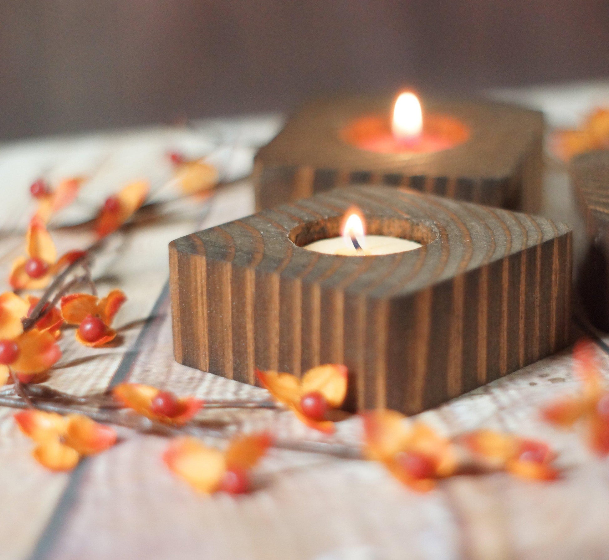 Recycled Wood Candle Holders (Set of 3)