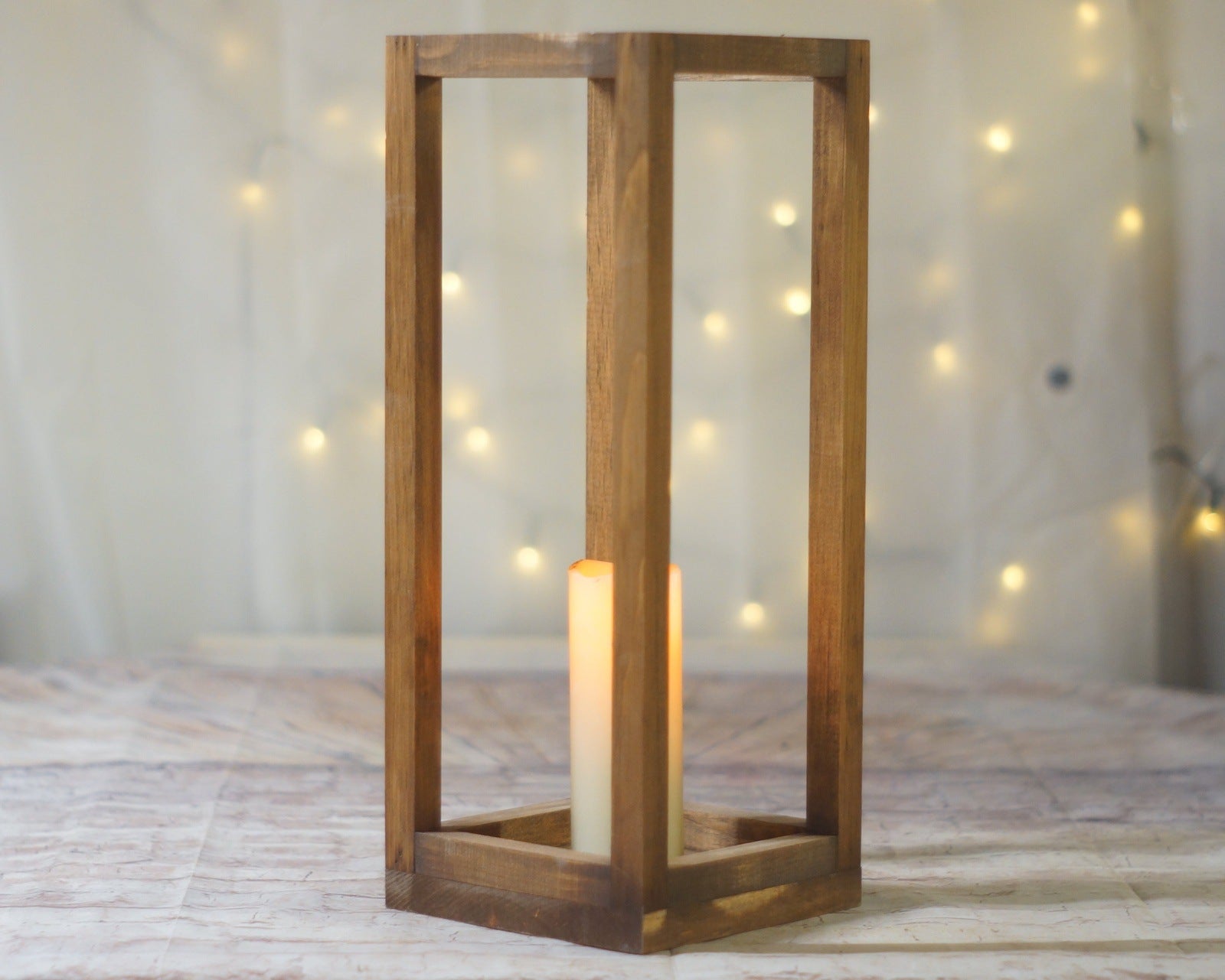 Lantern, 16" Single Open Top, Brown-LANTERN-GFT Woodcraft