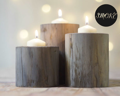 Log Candle Holders, Beach Decor-Candle Holders-GFT Woodcraft