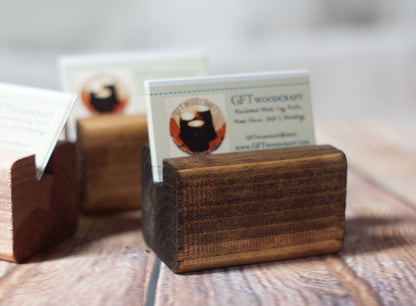 Reclaimed Wood Business Card Stand,Business Card Stand for Desk-Gifts-GFT Woodcraft
