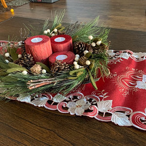 Log Christmas Candles, Holiday Decor Red-CHRISTMAS-GFT Woodcraft