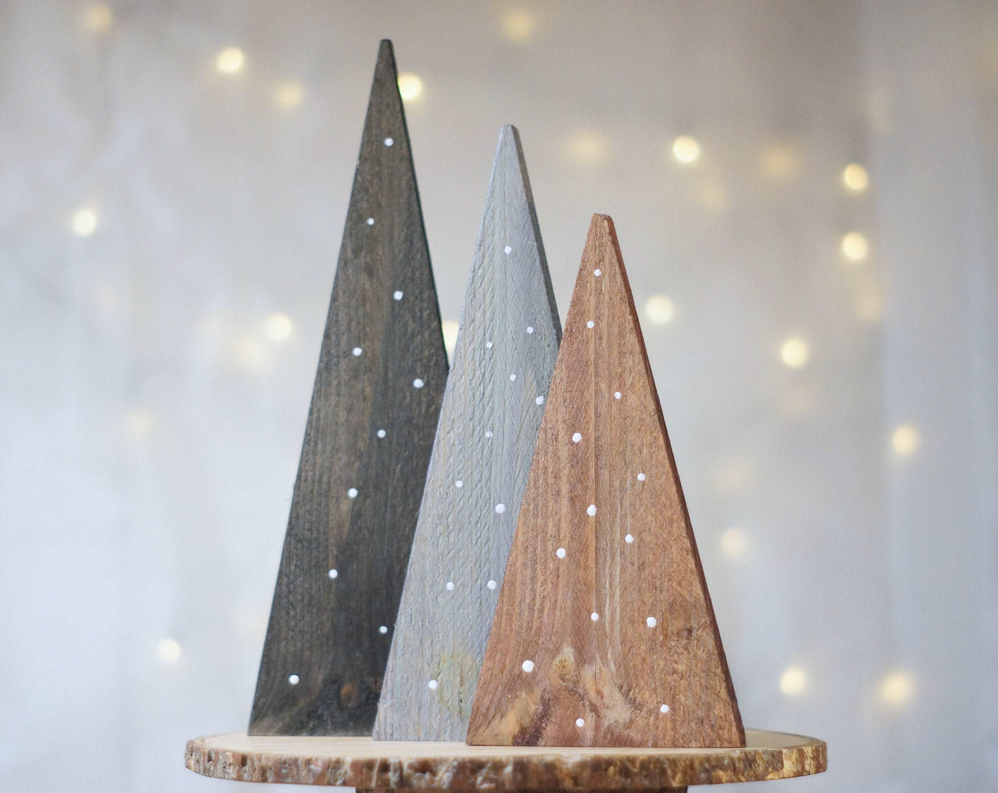 Christmas Tree set in brown Black and Gray with White dots-CHRISTMAS-GFT Woodcraft