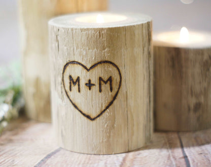 Log Candle Holder Set - Personalized-Gifts-GFT Woodcraft