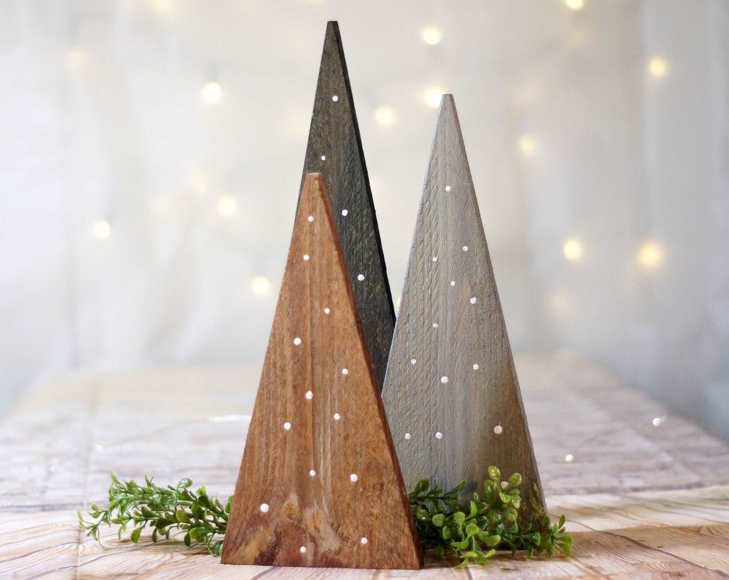 Christmas Tree set in brown Black and Gray with White dots-CHRISTMAS-GFT Woodcraft