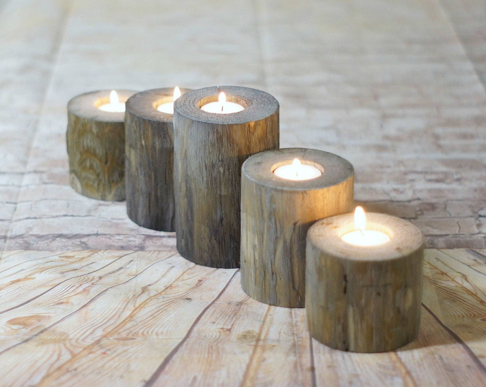 Wood Log Candle Holders, Wood Tealight Candle Holder