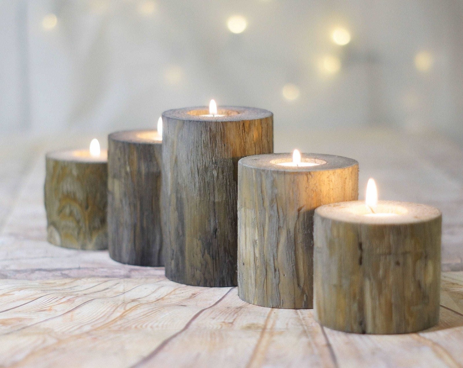 Wood Log Candle Holders, Wood Tealight Candle Holder