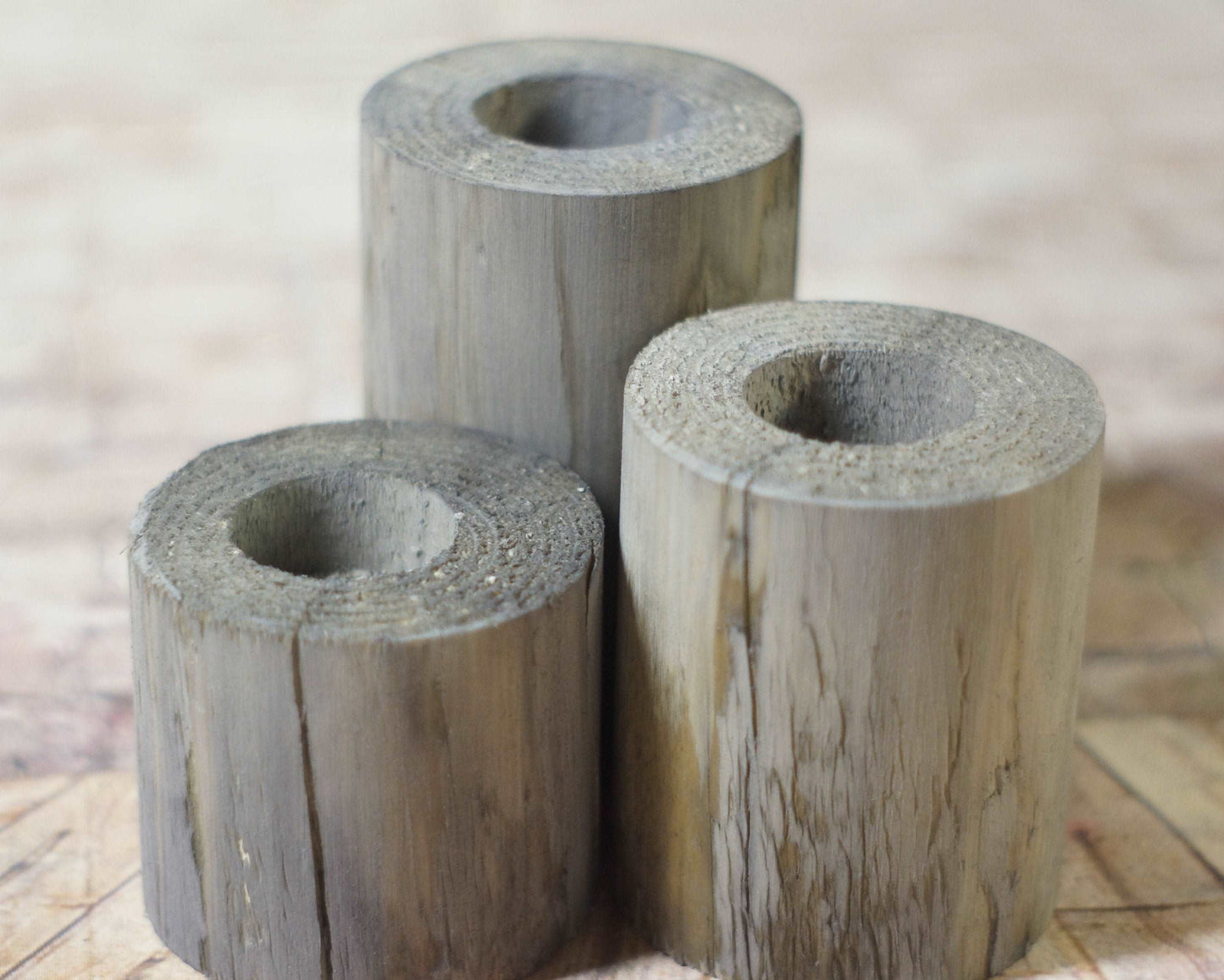 Log Succulent Holder Set Gray-HOME DECOR-GFT Woodcraft