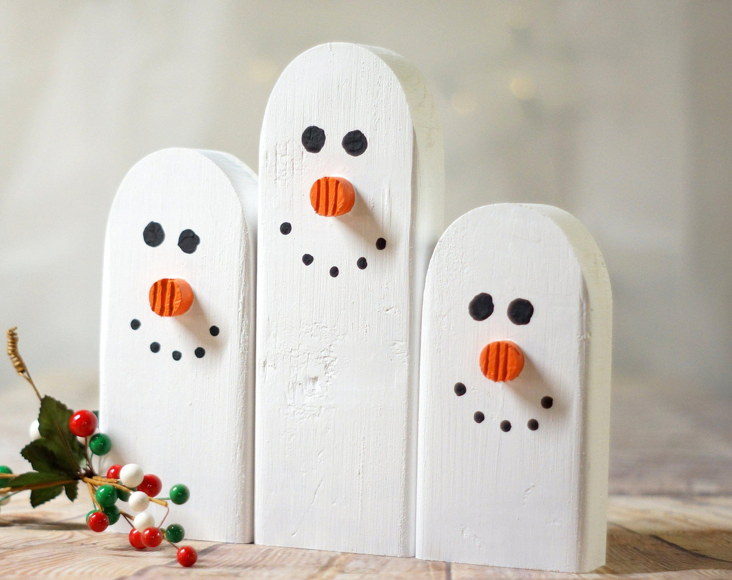 Snowman Family Set, Wooden snowmen-CHRISTMAS-GFT Woodcraft