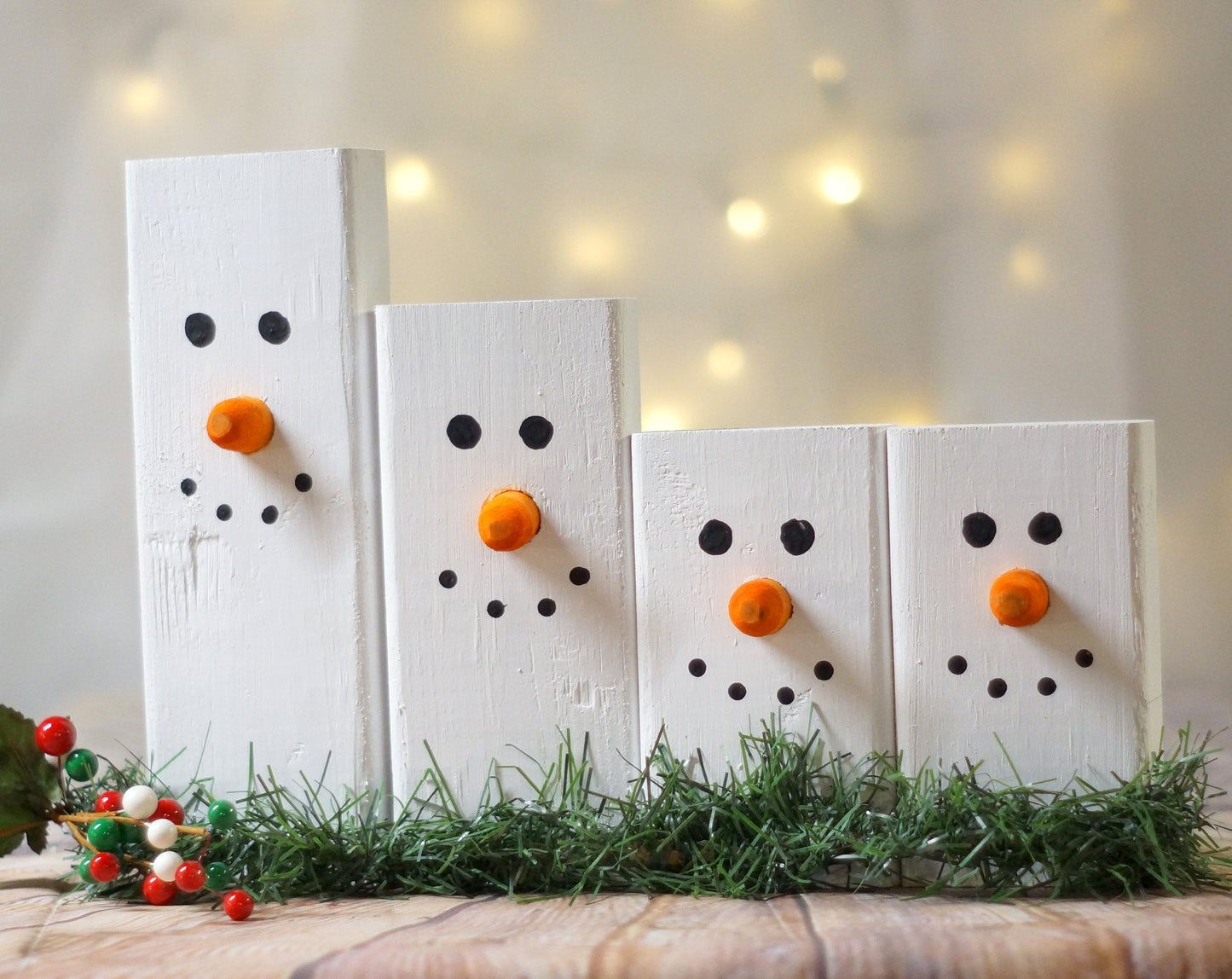 Snowman Family Set, Wooden snowmen-CHRISTMAS-GFT Woodcraft