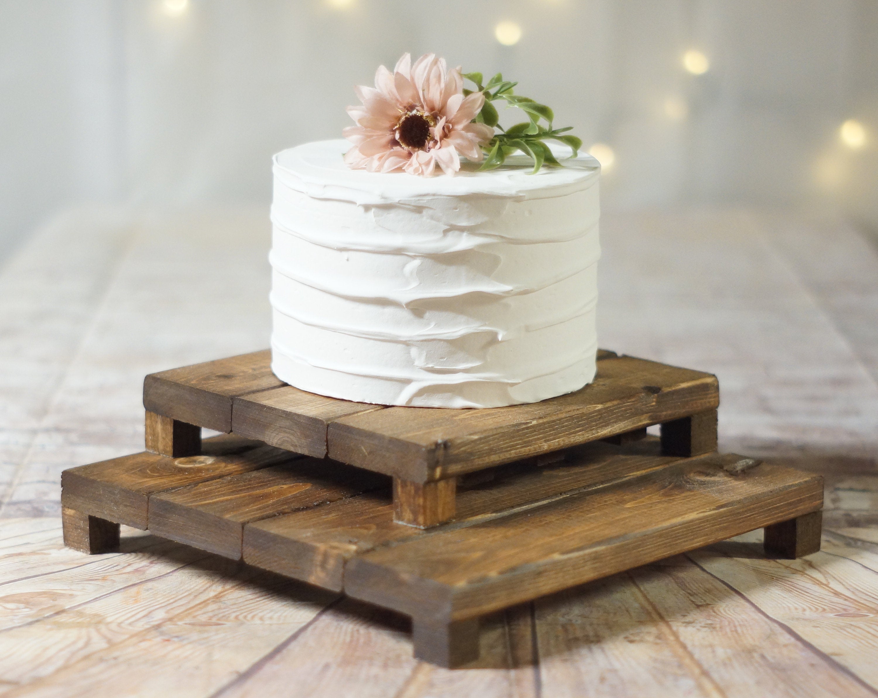 Faux DIY Wood Slice Cake Stand | Make It Fun Blog