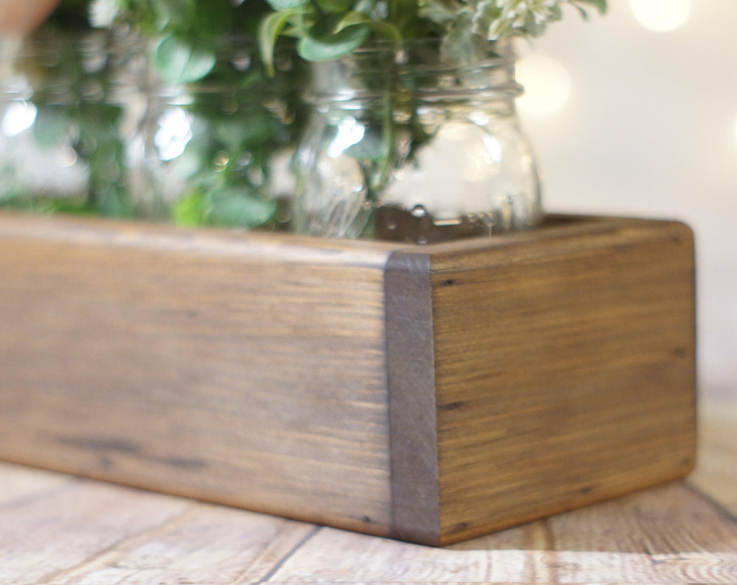 Wood Box Centerpiec for 3 Mason Jars-HOME DECOR-GFT Woodcraft