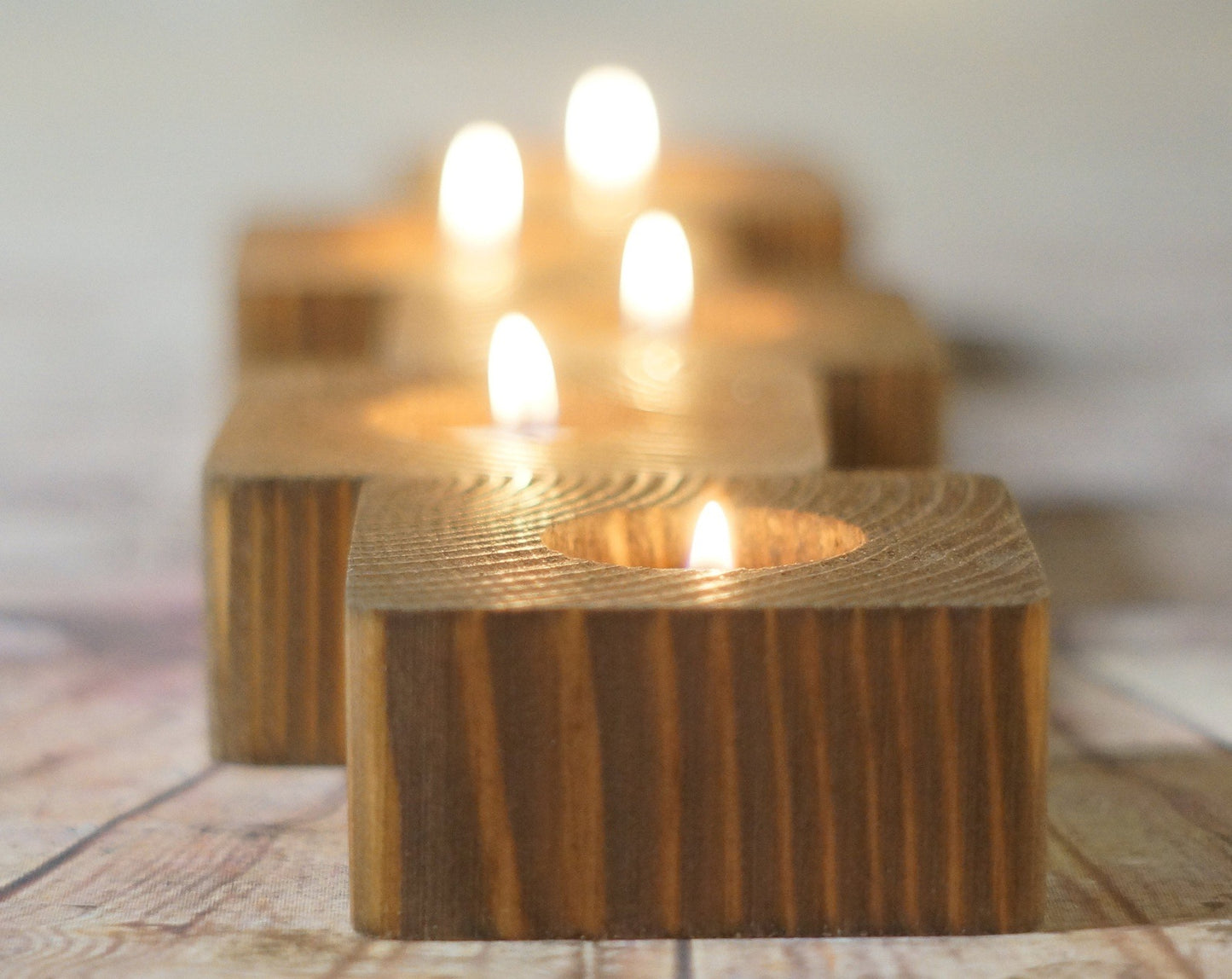 Reclaimed Wood Tealight Candle holder set of 5-Candle Holders-GFT Woodcraft