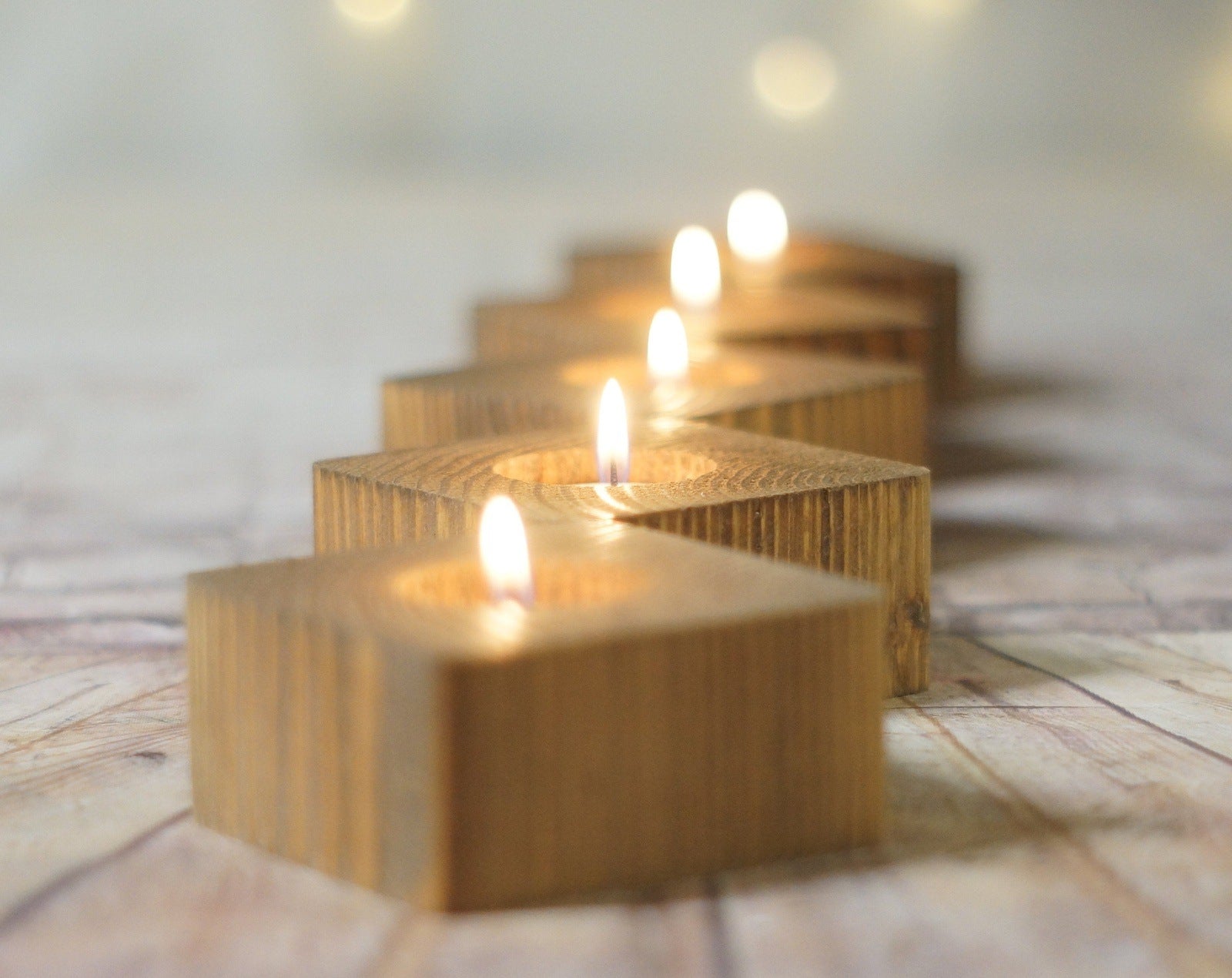 Reclaimed Wood Tealight Candle holder set of 5-Candle Holders-GFT Woodcraft