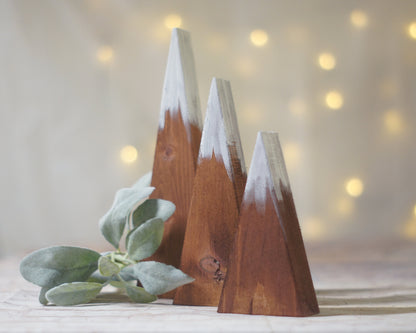Small Wood Mountain Decor Set in brown-HOME DECOR-GFT Woodcraft