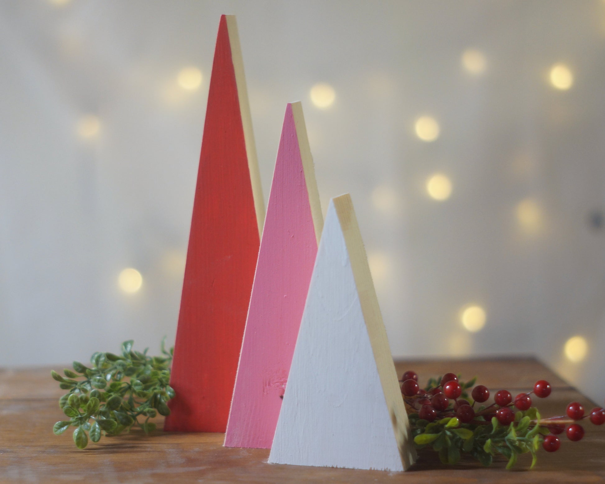 Valentines Day Decor, Red Pink White Trees-HOME DECOR-GFT Woodcraft