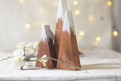 Small Wood Mountain Decor Set in brown-HOME DECOR-GFT Woodcraft