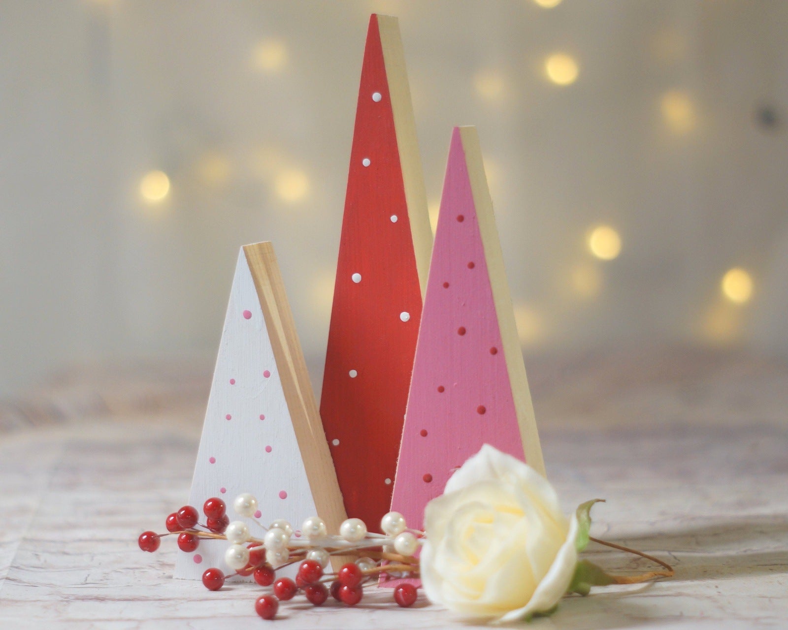 Valentines Day Decor, Red Pink White, Trees Mountains-HOME DECOR-GFT Woodcraft