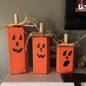 Fall Decor, Jack O Lanterns, Wood Pumpkins-Halloween Decor-GFT Woodcraft