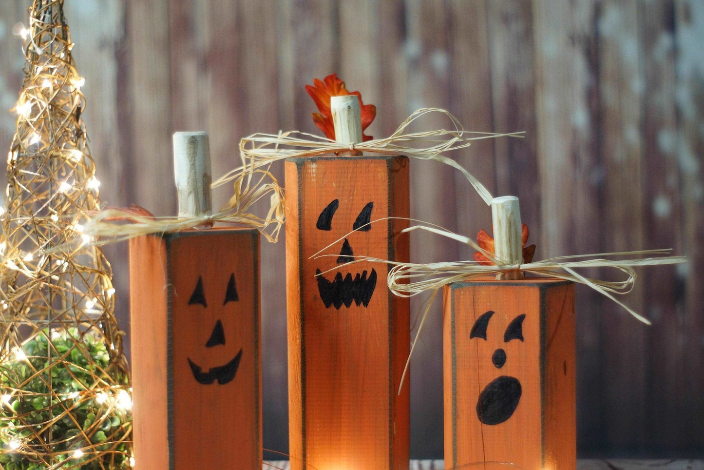Fall Decor, Jack O Lanterns, Wood Pumpkins-Halloween Decor-GFT Woodcraft