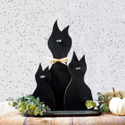 Fall Decor Black Cat Shelf Sitter-Halloween Decor-GFT Woodcraft