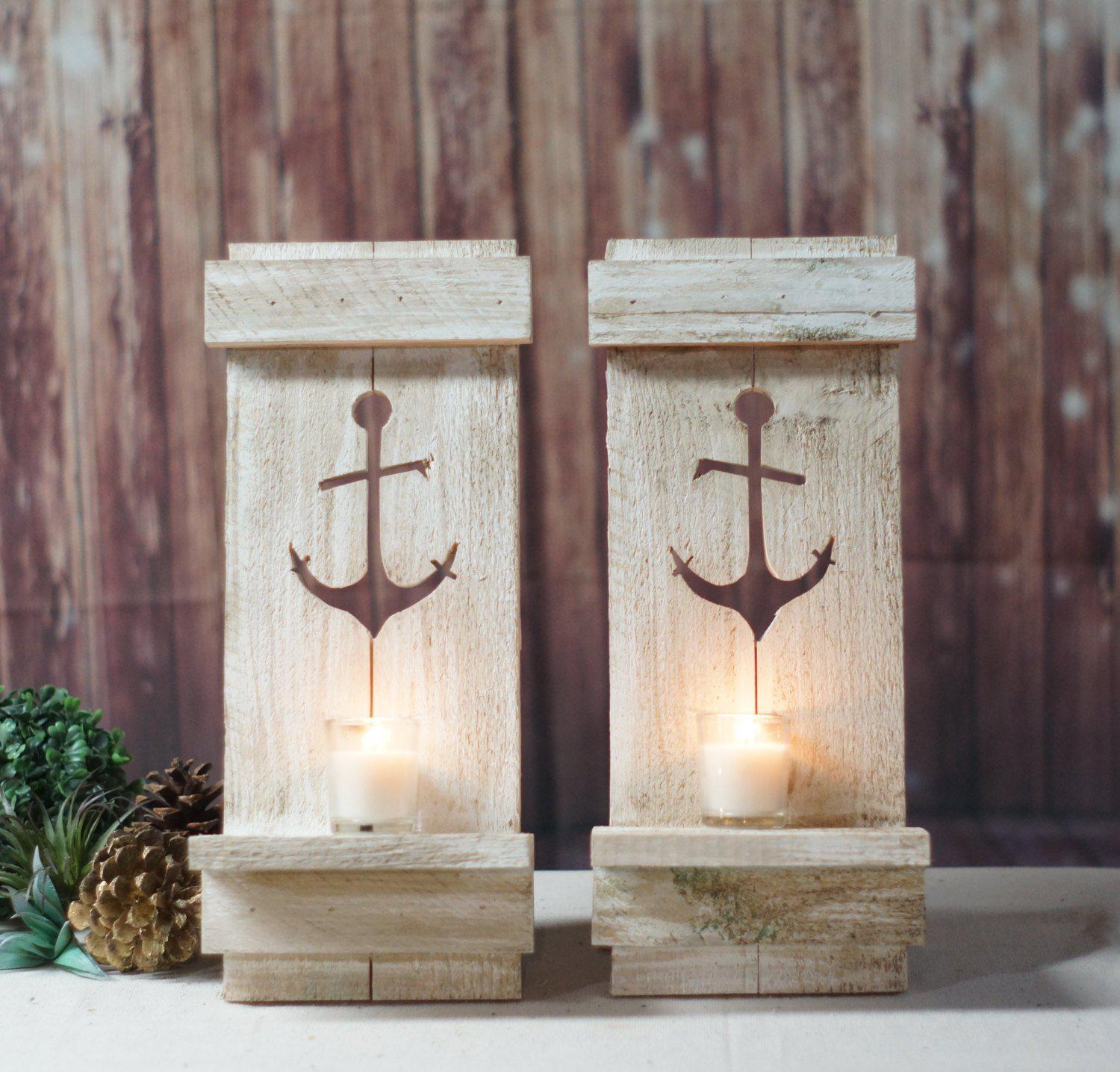 Wall Sconce, Nautical Anchor White-Home Decor-GFT Woodcraft