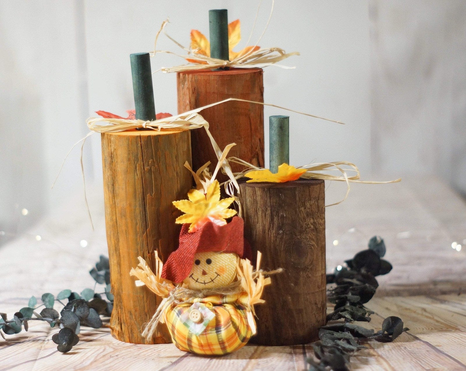 Log Pumpkins Set in Orange-HALLOWEEN-GFT Woodcraft