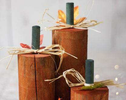 Log Pumpkins Set in Orange-HALLOWEEN-GFT Woodcraft