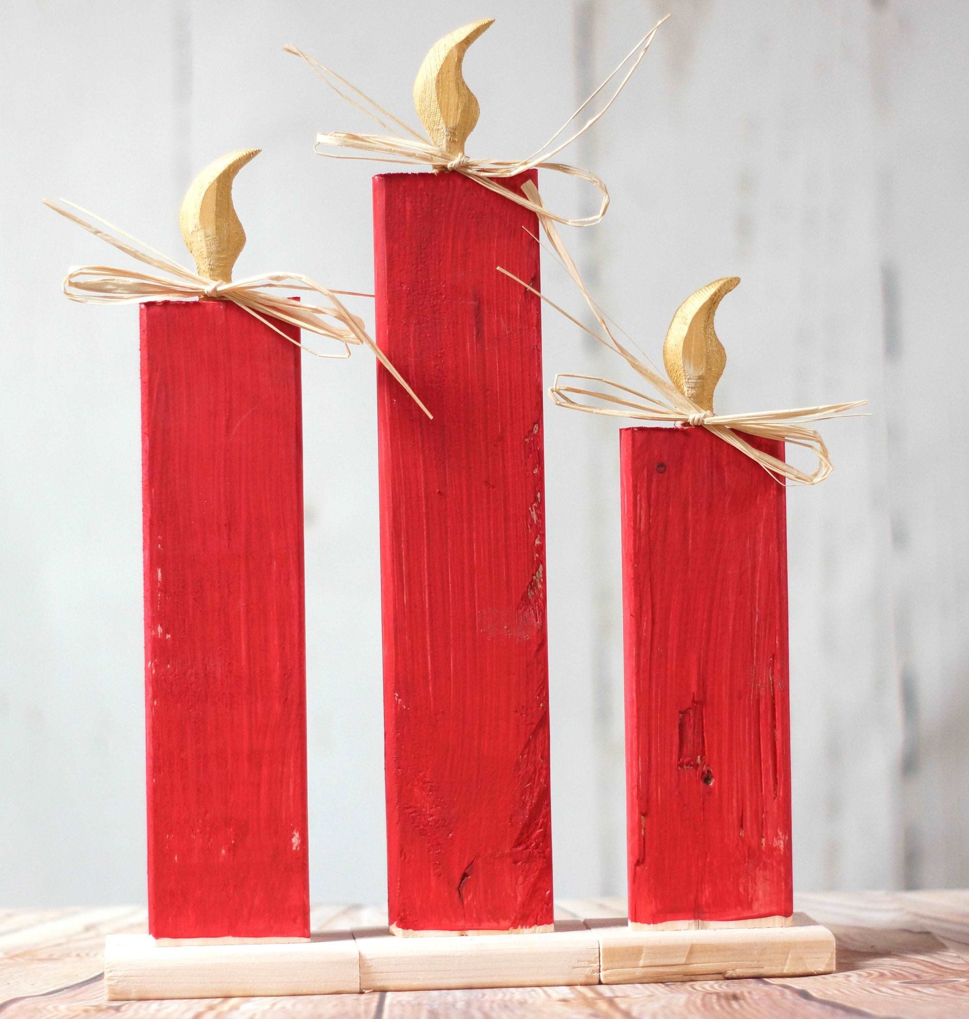 Christmas Candle Set of 3, Red-Christmas-GFT Woodcraft