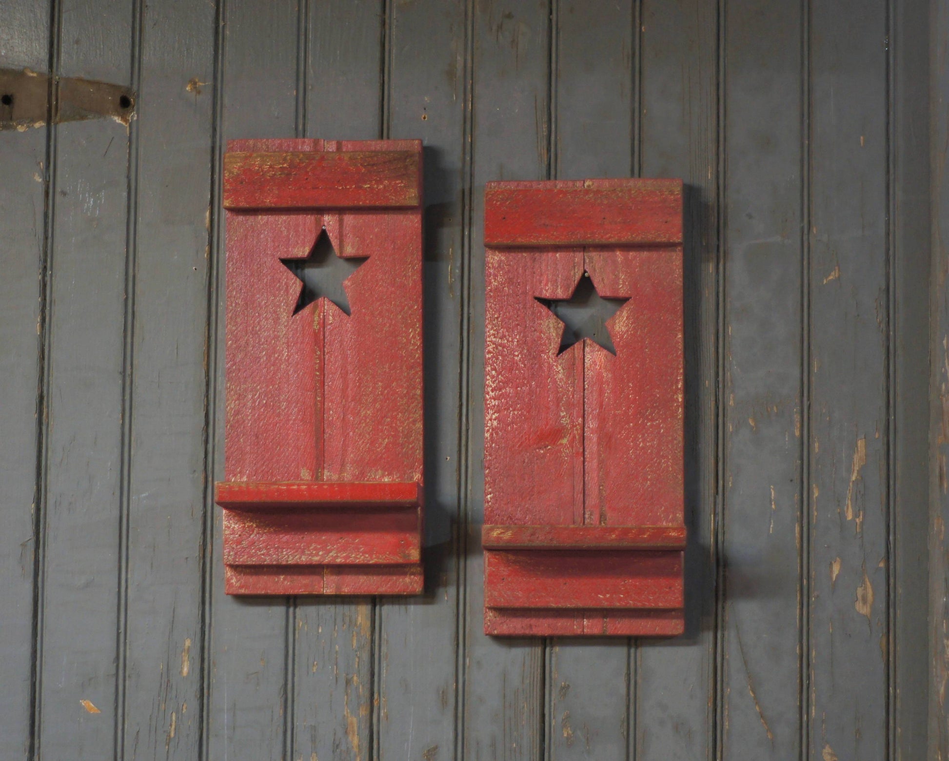 Wall Sconce, Red Primitive Star, Rustic-Home Decor-GFT Woodcraft
