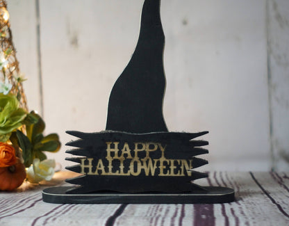 Fall Decor, Rustic Witch Hat Shelf Sitter-HALLOWEEN-GFT Woodcraft