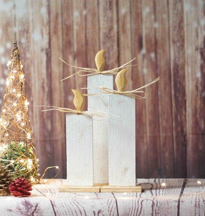 Christmas Candle Set of 3, White-CHRISTMAS-GFT Woodcraft