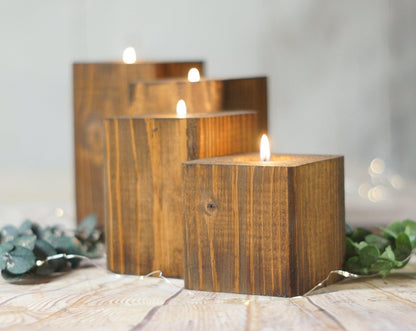 Reclaimed Wood Candle Holder Set of 4-Candle Holders-GFT Woodcraft