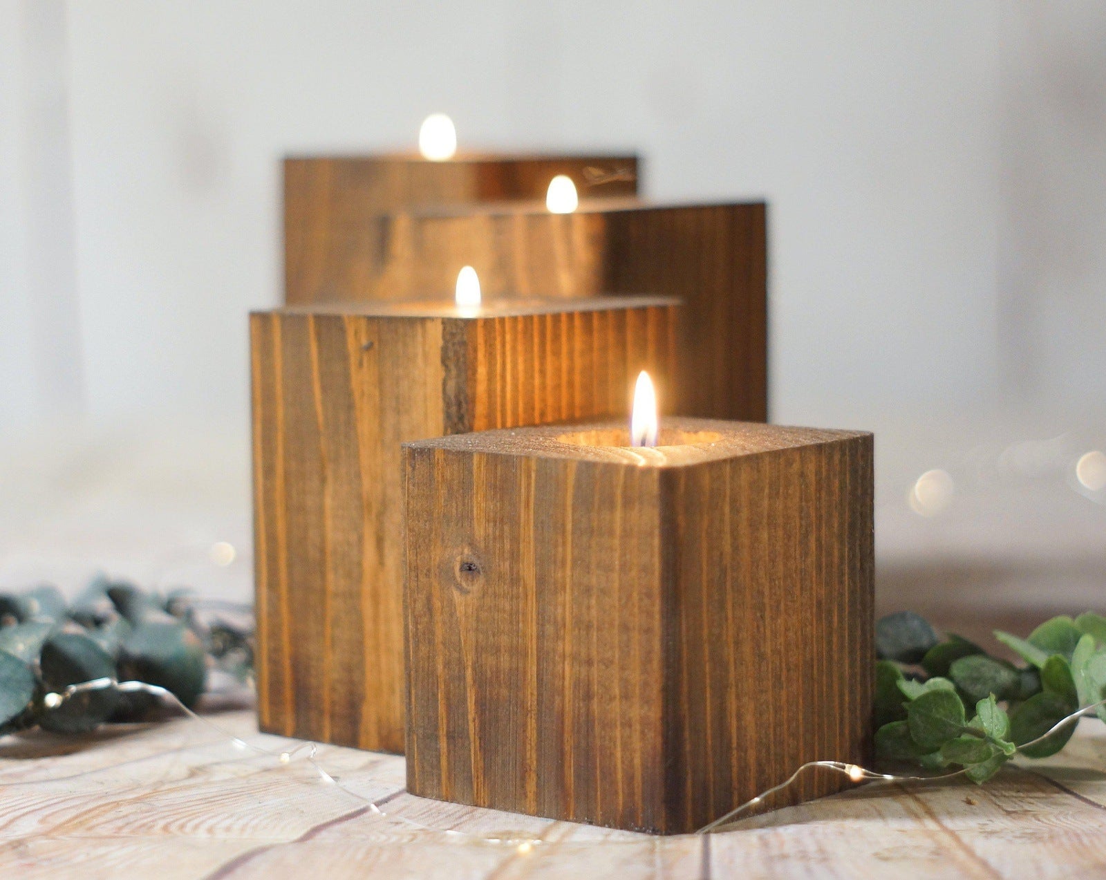 Reclaimed Wood Candle Holder Set of 4-Candle Holders-GFT Woodcraft