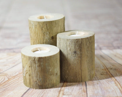Log Candle Holders, Beach Decor-Candle Holders-GFT Woodcraft