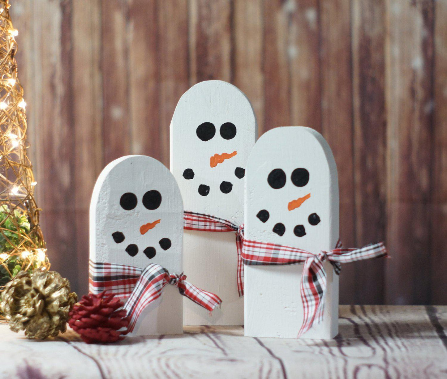 Christmas Snowman Family with Scarves-CHRISTMAS-GFT Woodcraft
